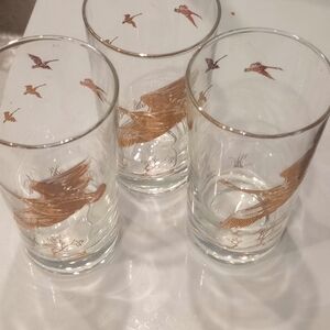 Vintage Gold Rimmed Geese Drinking Glasses Gold Leaf Unbranded No Chips Set of 4